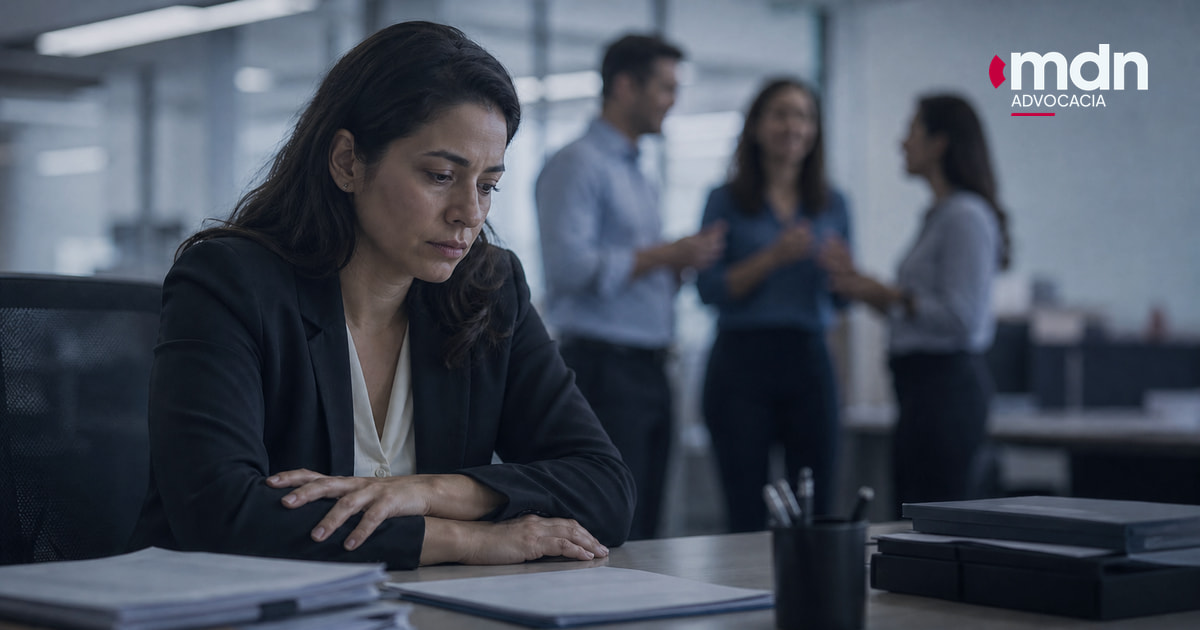 Trabalhadora sob pressão após sofrer assédio moral e burnout