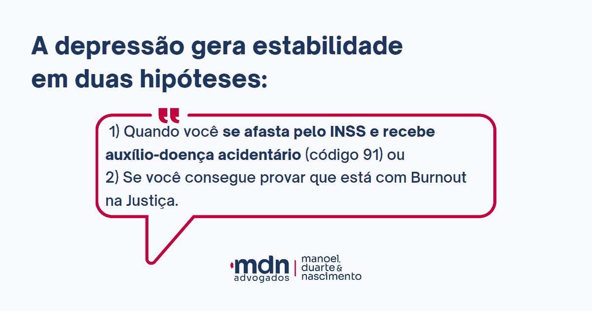 Requisitos para estabilidade na depressao por causa do trabalho