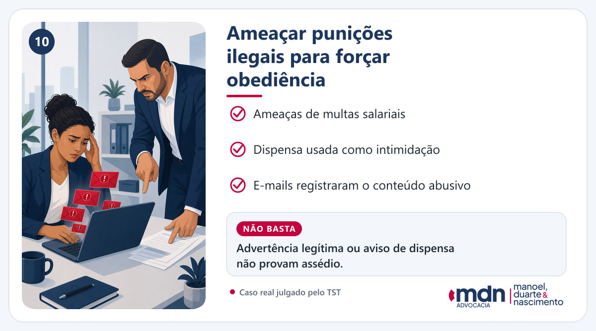 Exemplo de ameaça reiterada de punição no trabalho