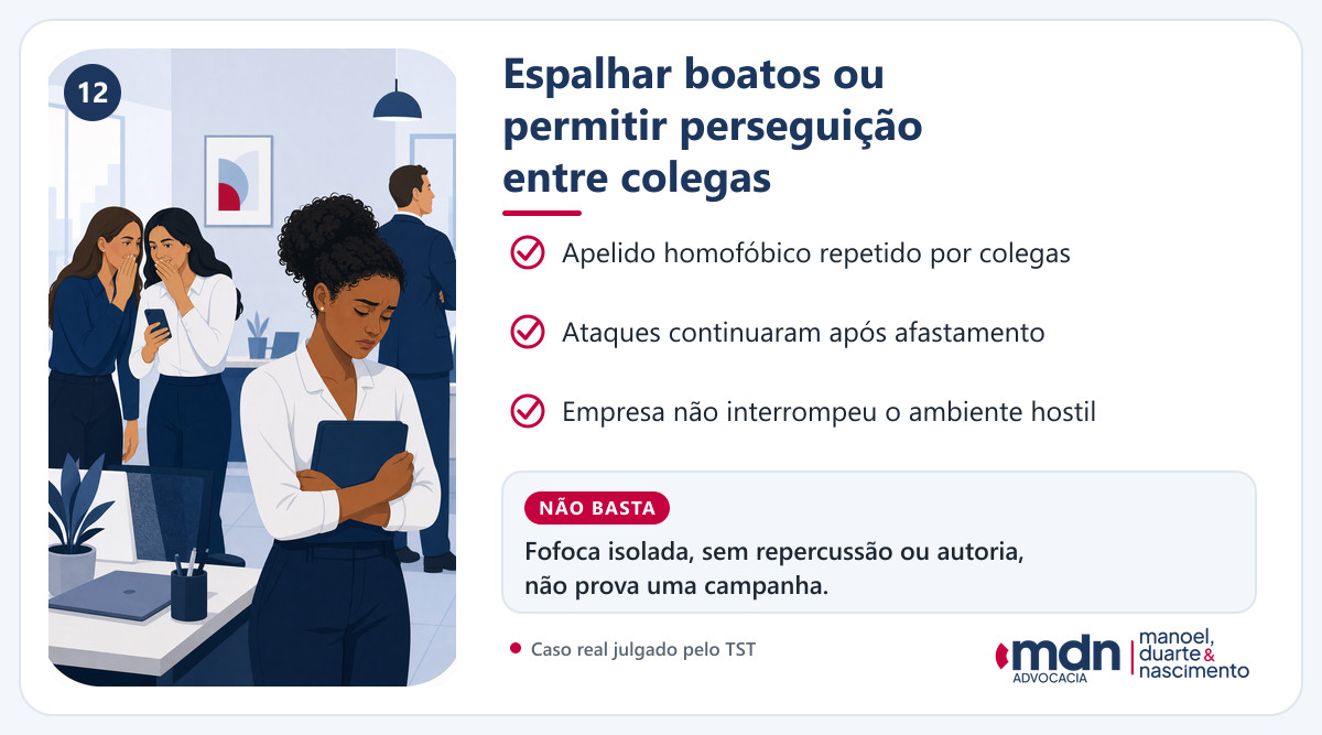 Exemplo de perseguição e boatos entre colegas