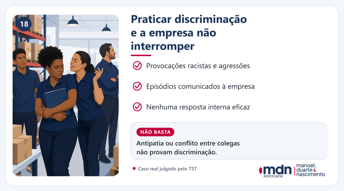 Exemplo de discriminação praticada por colega e não interrompida pela empresa