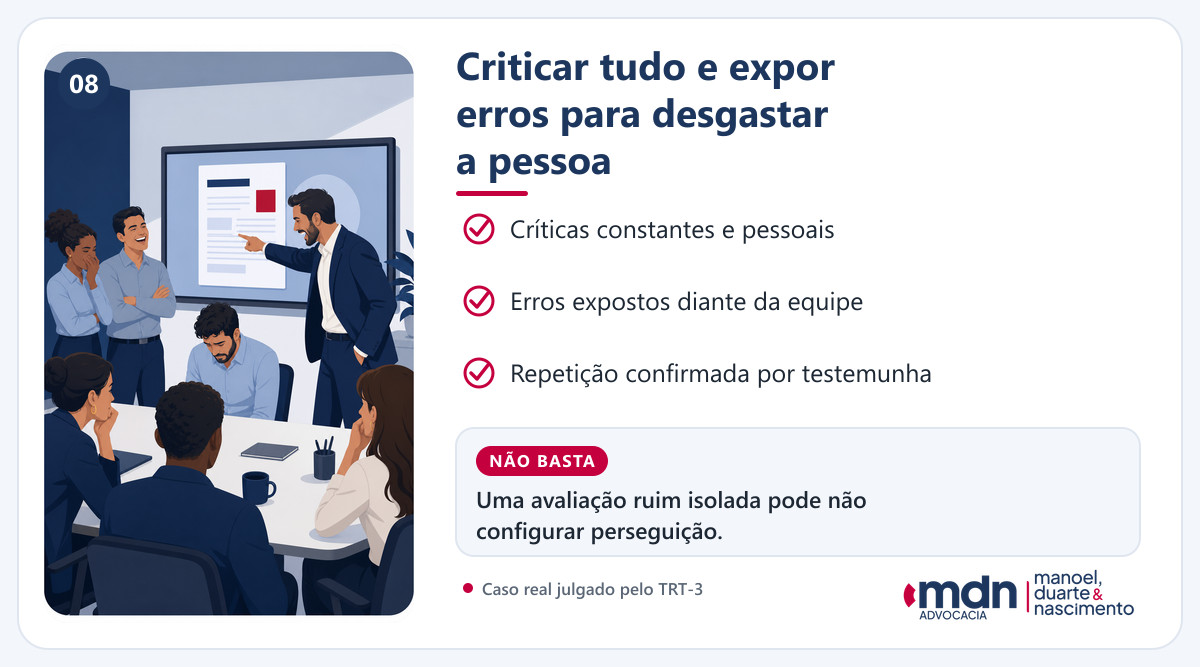 Exemplo de críticas públicas usadas para desgastar empregado