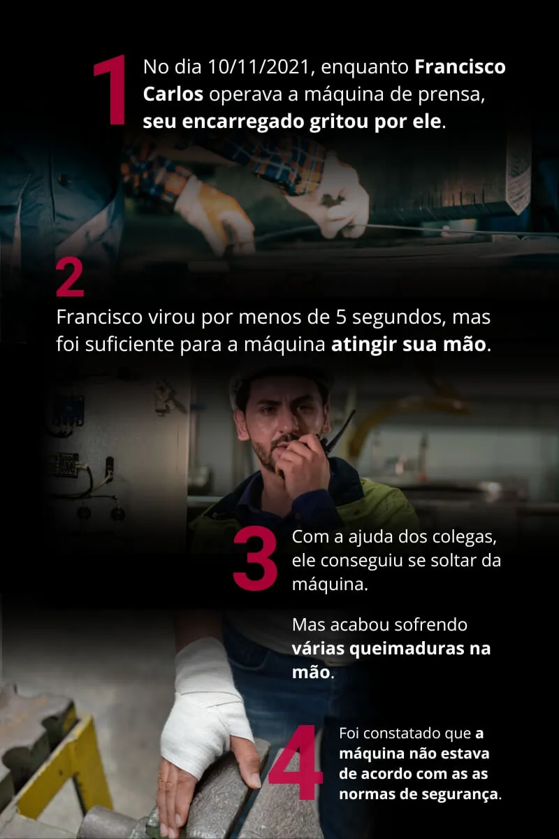 Exemplo Francisco Carlos que sofreu acidente com a prensa