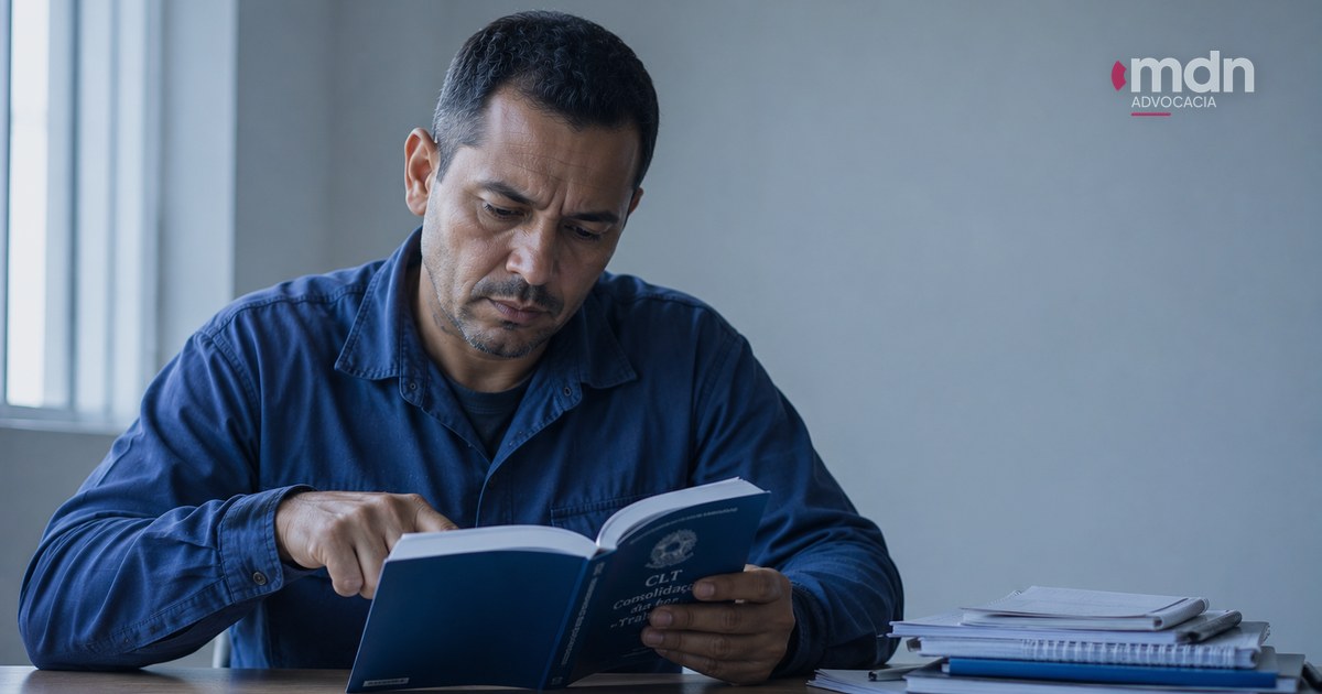 Trabalhador lê o artigo 483 da CLT para entender a rescisão indireta