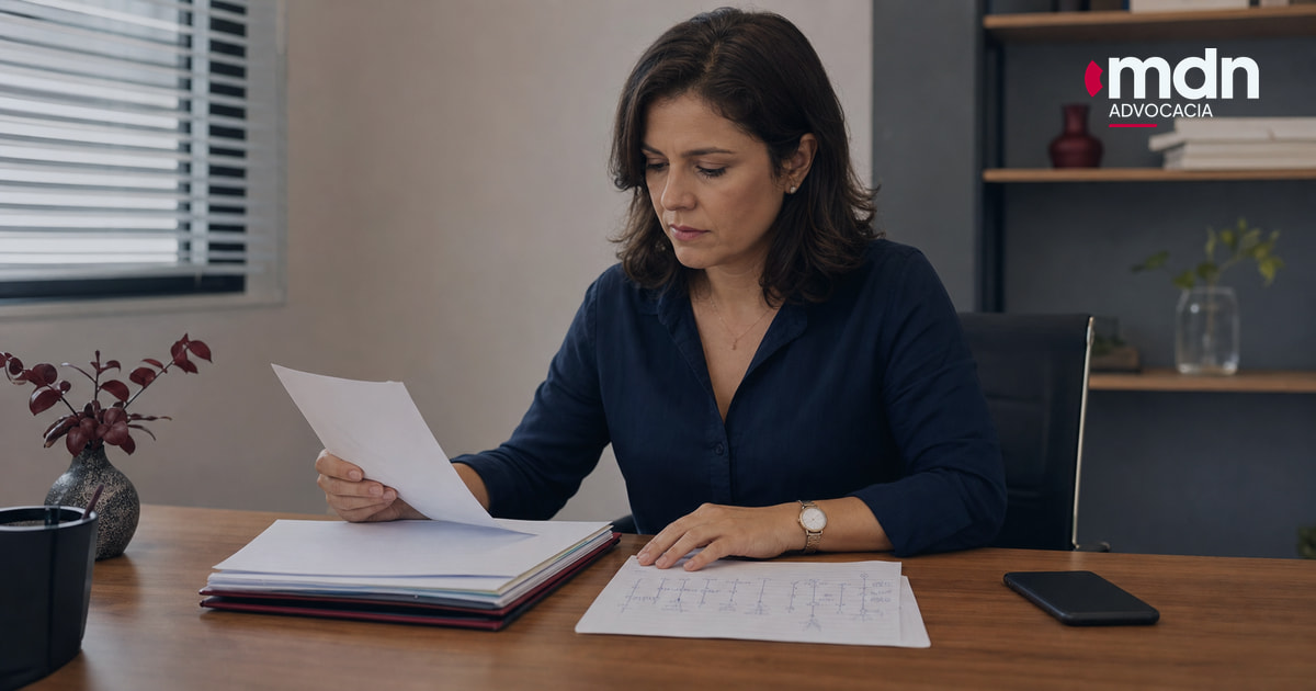 Trabalhadora analisa documentos e uma cronologia antes de decidir sobre o contrato Trabalhadora analisa documentos e uma cronologia antes de decidir sobre o contrato