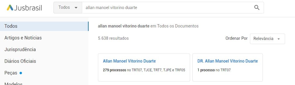 consulta jusbrasil allan manoel