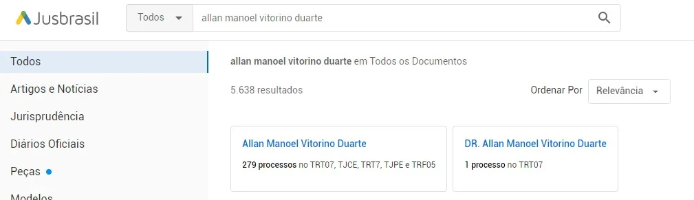 consulta jusbrasil allan manoel