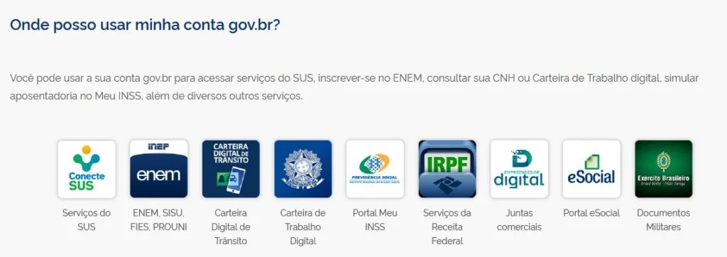 locais em que a conta gov.br pode ser utilizada
